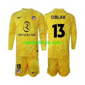 Camisolas de futebol Atlético Madrid Jan Oblak 13 Guarda Redes Criança Equipamento 3ª 2024/25 Manga Comprida